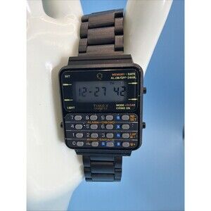 Rare VTG Timex 10 Digit Calculator Wristwatch Watch New Battery And Band
